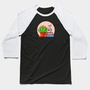 Coffee On The Book With Plant Cartoon Vector Icon Illustration Baseball T-Shirt